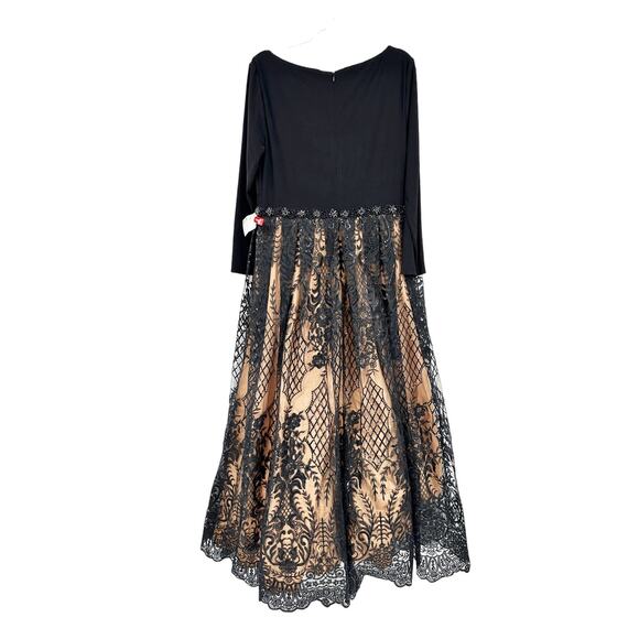 Mac Duggal 67258 Long Sleeve High Neck Lace A-Line Black Gown Size 14W NWT - Picture 7 of 7